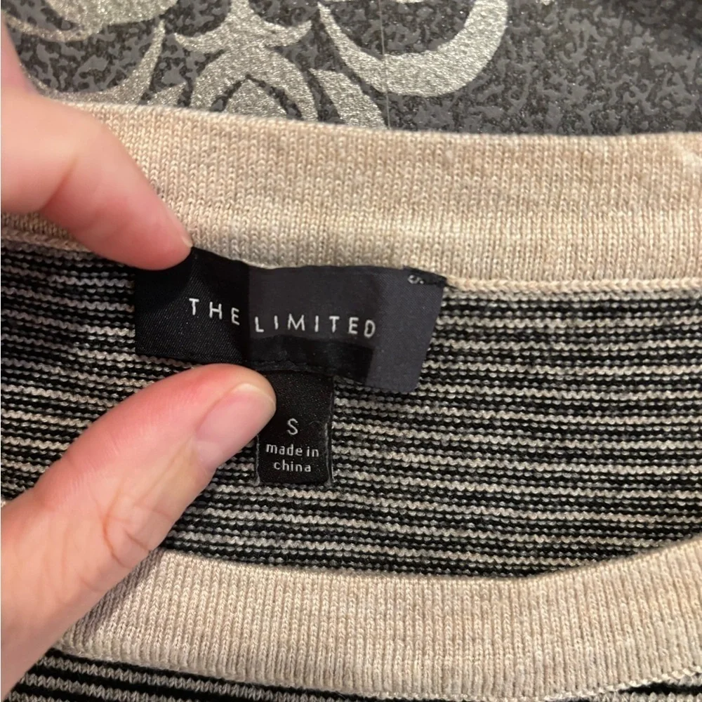The Limited Black and Cream Striped Short Sleeve Top - Picture 3 of 3